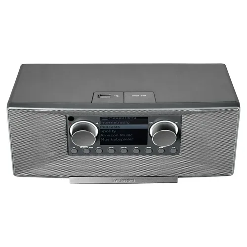 Medion, MEDION LIFE P85333 Stereo Internetradio grau, 7,1 cm (2,8'') TFT-Farbdisplay, über 25.000 Internet-Radiosender & viele Podcasts empfangen, DAB+/UKW Radio, Wecker, WLAN, Bluetooth®, Amazon Music, Spotify®-Connect, 2 x 6 W RMS