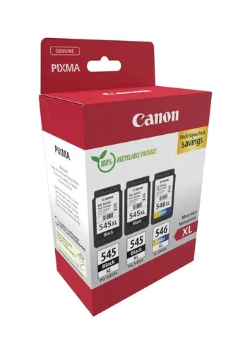 Canon, Canon C545XL Druckerpatronen XL (bk, cmy) - Canon PG-545XL*2, CL-546XL, 8286B013 für z.B. Canon Pixma TS 3350, Canon Pixma MG 3051