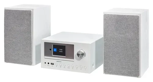 Medion, MEDION LIFE P85003 Micro-Audio-System weiß, Internet/DAB+/PLL-UKW Stereo-Radio mit je 40 Senderspeichern, 2,8'' TFT-Farbdisplay, Bluetooth® 5.0, CD-Player, WLAN, USB, 2 x 15 RMS