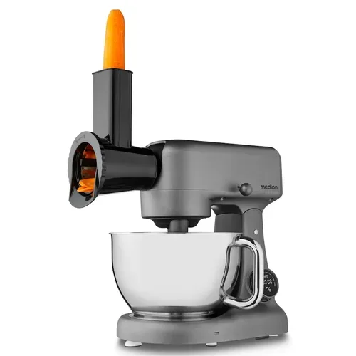 Medion, MEDION LIFE Digitale Küchenmaschine MD12600 titan, 800 W Gleichstrommotor, Energiesparend, Ultraleise, Digitales Sensor-Touch-Display, 4,6 L Edelstahlschüssel, Inkl. Fleischwolf