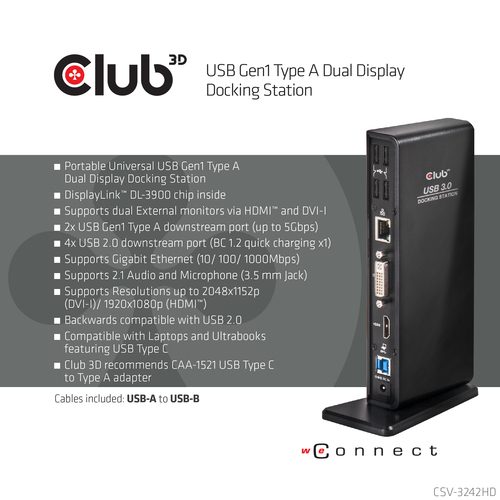 club3D, club3D USB Adapter Schwarz