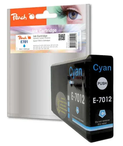Peach, Peach E70 Druckerpatrone XL cy ersetzt Epson T7012 c, C13T70124010 für z.B. Epson WorkForce Pro WP -4015 DN, Epson WorkForce Pro WP -4095 DN