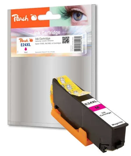 Peach, Peach E24 XLm Druckerpatrone XL ma ersetzt Epson No. 24XL m, C13T24334010 für z.B. Epson Expression Photo XP -55, Epson Expression Photo XP -750