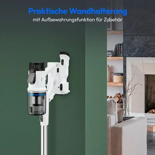 Medion, MEDION P400 W+ Akku-Stielstaubsauger mit elektrischem Wischaufsatz, beutellose Zyklon-Technologie, max. Saugleistung 26 kPa, 700 ml Staubbehälterkapazität, inkl. Austauschakku, integriertes Zubehör und Ladestation