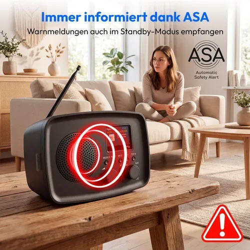 Medion, MEDION LIFE DAB+ Radio DRE-1 (MD89288), Bluetooth® 5.3 wireless technology, ASA-Notfallwarnsystem, 2,4" (6,1 cm) TFT-Farbdisplay, 5 W RMS