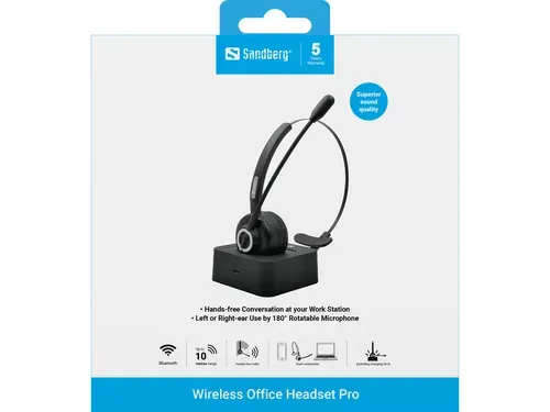 Sandberg, Sandberg -  Bluetooth Office Headset Pro, Schwarz