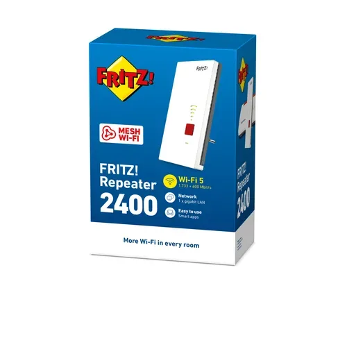 AVM, AVM - Fritz!repeater 2400 Wlan Mesh Ch (1733mbit/s, 600mbit/s), 6.6X7.5CM, Grau