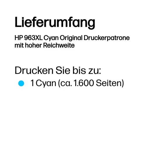 undefined, HP Tintenpatrone 963XL cyan 3JA27AE#LS1 OfficeJet 9010/9020 1600 S.
