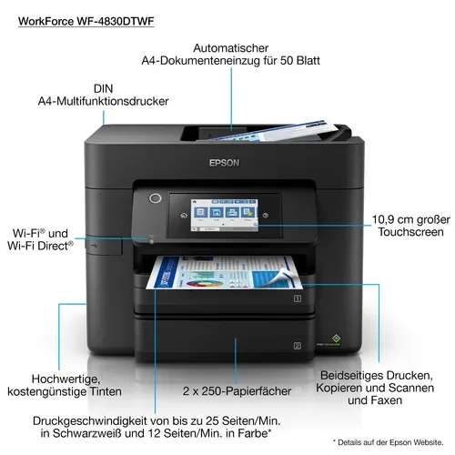 Epson, Epson - WorkForce Pro WF-4830DTWF, Schwarz