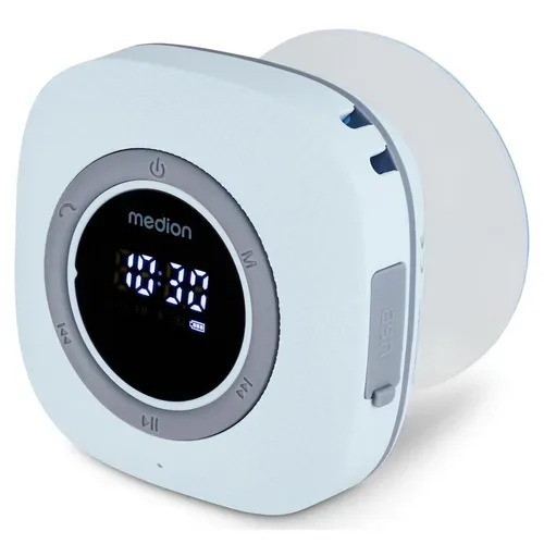 Medion, MEDION LIFE S66884 Duschradio blau, LED-Display, UKW-Radio, IPX6 Schutz, Bluetooth® 5.0, 30 W Ausgangsleistung (3 W RMS)
