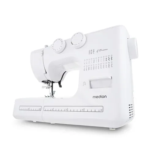 Medion, MEDION LIFE Freiarm-Nähmaschine SM60 (MD10689) weiß, einstellbare Stichlänge und Stichbreite, automatischer Einfädler, 60 verschiedene Stichmuster, integriertes Zubehörfach, 60 Watt Motorleistung