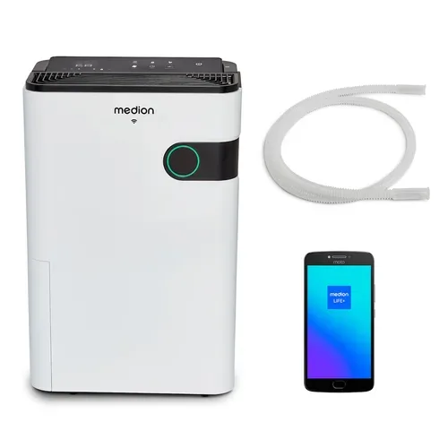 Medion, MEDION Smarter Luftentfeuchter DH30S (MD12044), Steuerung per App, Leistung max. 280W, Volumen Wassertank ca. 5L, 2 Geschwindigkeitsstufen, Touch-Bedienung