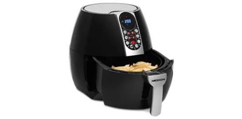Medion, MEDION LIFE E10 S Heißluftfritteuse MD 17320, ölfreies Frittieren, digitales Bedienfeld, 8 Automatikprogramme, 2,8 L Korbvolumen