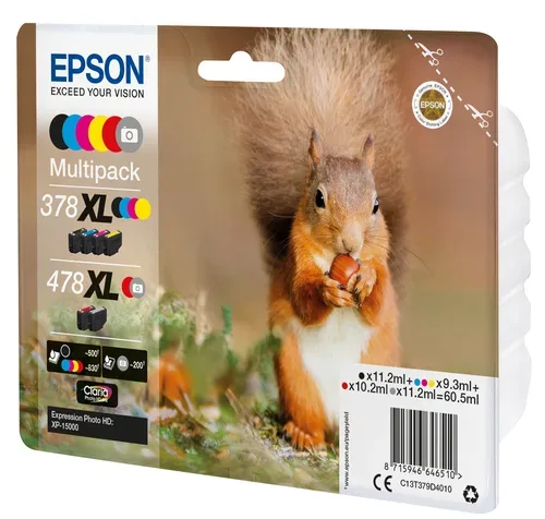 Epson, Epson E378/478 Druckerpatronen (bk, cy, cyph, ma, maph, ye) - Epson T379D, No. 378XL, No. 478XL, C13T379D4010 für z.B. Epson Expression Photo HD XP -15000