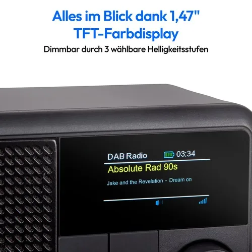 Medion, MEDION LIFE S66822 Tragbares DAB+ Radio schwarz, Farb-TFT Display 3,73 cm (1,47''), DAB+/UKW-Radio (je 40 Senderspeicher), Bluetooth® 5.3, integrierter Akku, extra kompakt, 2 W RMS