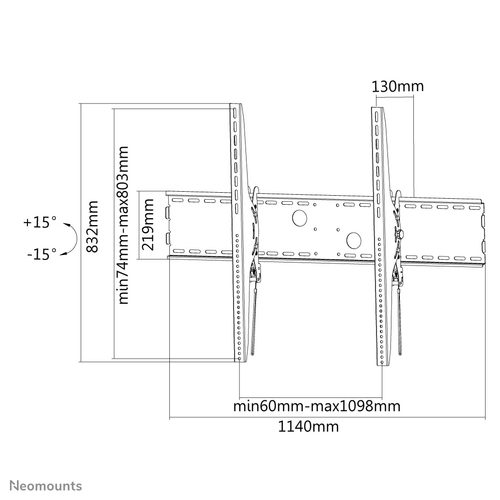 Newstar, NewStar LFD-W2000 TV-Wandhalterung 152,4 cm (60) - 254,0 cm (100) Neigbar