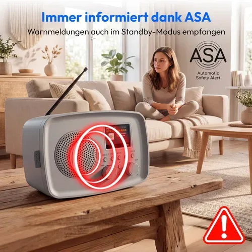 Medion, MEDION LIFE DAB+ Radio DRE-1 (MD89288), Bluetooth® 5.3 wireless technology, ASA-Notfallwarnsystem, 2,4" (6,1 cm) TFT-Farbdisplay, 5 W RMS