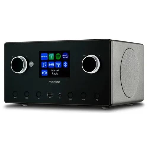 Medion, MEDION LIFE P85444 2.1 Internetradio titan, 8,1 cm (3,2'') TFT-Display, riesige Auswahl an Internet-Radiosendern & Podcasts, DAB+/UKW Radio (je 40 Senderspeicher), Bluetooth®, WLAN, 2 x 7,5 W + 15 W Subwoofer RMS