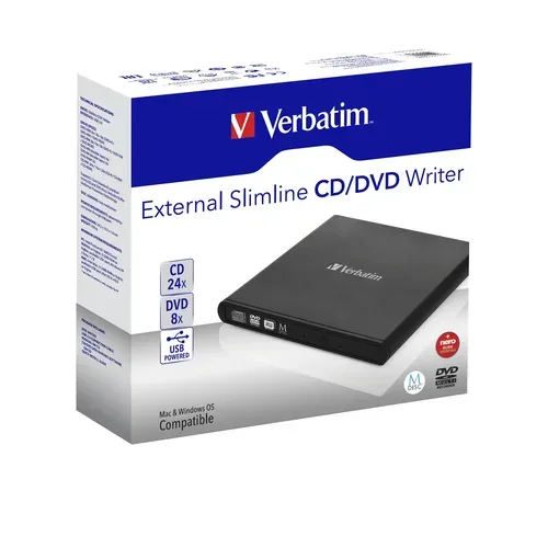 Verbatim, Verbatim CD/DVD-Brenner External Slimline USB Schwarz