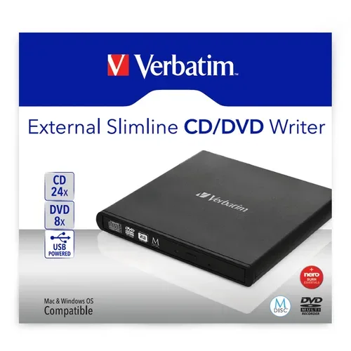 Verbatim, Verbatim CD/DVD-Brenner External Slimline USB Schwarz