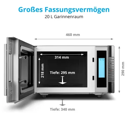 Medion, MEDION LIFE 2 in1 Mikrowelle MD 14482, Kombination aus Mikrowelle & Grill, 8 Automatikprogramme, 20L Garinnenraum, Auftaufunktion