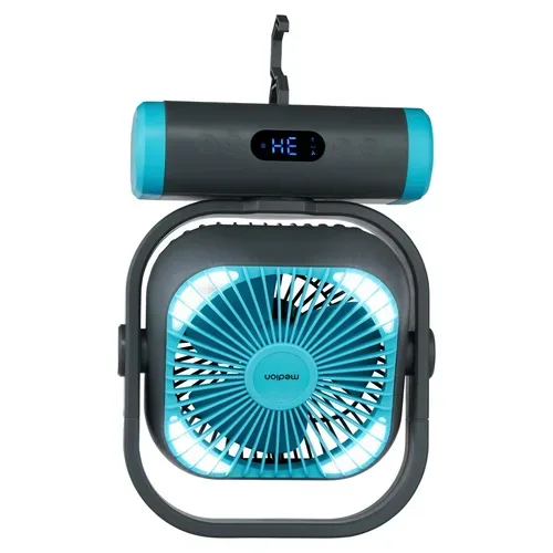 Medion, MEDION LIFE Camping Ventilator E10 TF blau, 20 W Leistung, 5 Geschwindigkeitsstufen, 110° Oszillation, 10.000 mAh Akku, als Powerbank nutzbar, LED