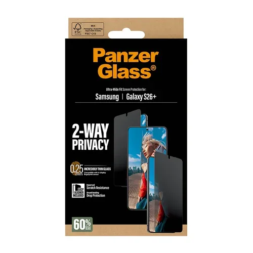 Care By Panzerglass, CARE by PanzerGlass Displayschutzglas "2-Way Privacy Screen Protector" für Samsung Galaxy S26+ Displayschutzfolie, Schutzfolie, Bildschirmschutz, kratz- & stossfest