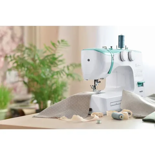 Medion, MEDION LIFE Freiarm-Nähmaschine SM60 (MD10689) türkis, einstellbare Stichlänge und Stichbreite, automatischer Einfädler, 60 verschiedene Stichmuster, integriertes Zubehörfach, 60 Watt Motorleistung
