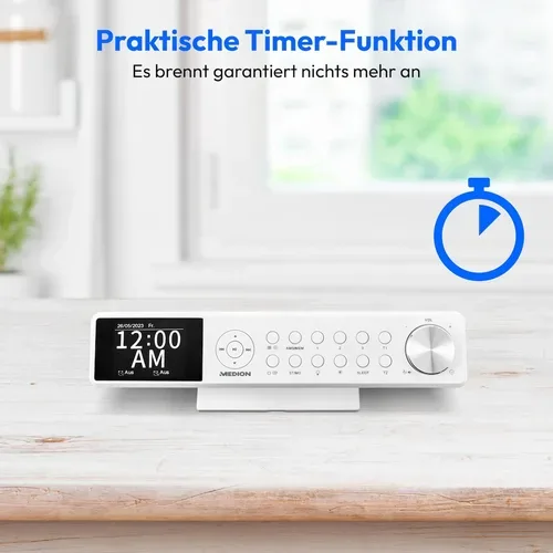Medion, MEDION LIFE P66750 DAB+ Premium Küchenradio weiß, 6,1 cm (2,4'') TFT-Farbdisplay, DAB+/PLL-UKW Radio, Bluetooth® 5.0, LED-Beleuchtung, 2 x 3 W RMS