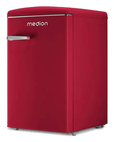 Medion, MEDION LIFE® Retro-Kühlschrank mit Gefrierfach MD 37790 Velvet Rouge, 108 L Gesamtnutzinhalt, 37 dB, höhenverstellbare Füße, Energieeffiziensklasse D