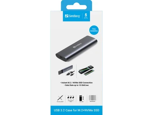 Sandberg, Sandberg -  USB 3.2 Case for M.2+NVMe SSD