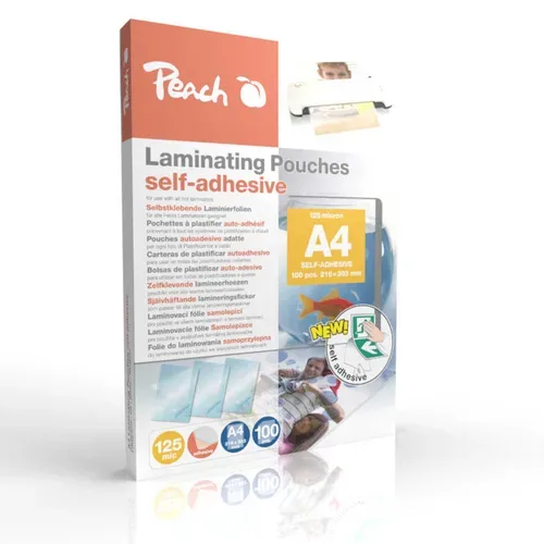 Peach, Peach 100 x A4 Laminierfolien, 125 mic, selbstklebend