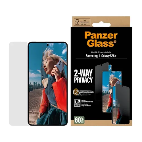 Care By Panzerglass, CARE by PanzerGlass Displayschutzglas "2-Way Privacy Screen Protector" für Samsung Galaxy S26+ Displayschutzfolie, Schutzfolie, Bildschirmschutz, kratz- & stossfest