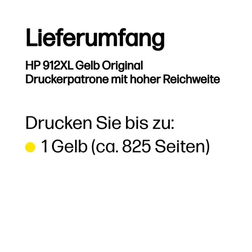HP, HP 912XL Gelb Original Druckerpatrone mit hoher Reichweite