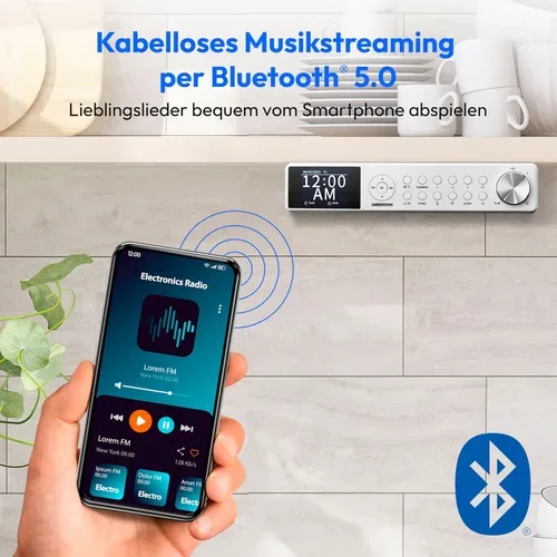 Medion, MEDION LIFE P66750 DAB+ Premium Küchenradio weiß, 6,1 cm (2,4'') TFT-Farbdisplay, DAB+/PLL-UKW Radio, Bluetooth® 5.0, LED-Beleuchtung, 2 x 3 W RMS