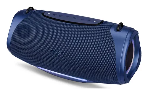 Medion, MEDION LIFE P61762 Tragbarer Bluetooth® Lautsprecher L blau, Dual Illuminated & Lightstrip (RGB-Lichteffekte), Bluetooth® 5.3, integrierter Akku mit bis zu 47 Stunden Laufzeit, robustes & mobiles Design, 2 x 25 W RMS