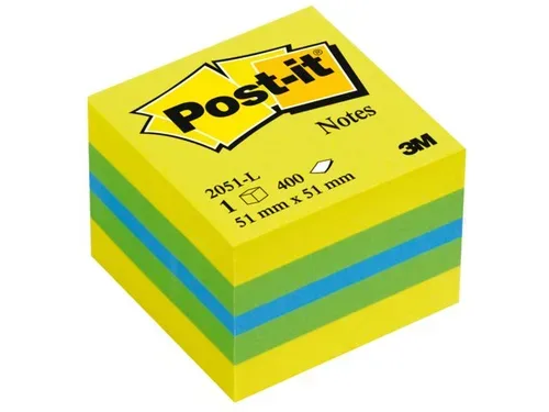 Post-it, POST-IT W&uuml;rfel Mini Lemon 51x51mm 2051-L 3-farbig ass./400 Blatt