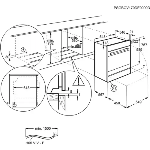 Electrolux, Electrolux EB7SL4CN Einbau Backofen 55cm – Einbau Backofen 55 cm – chrom