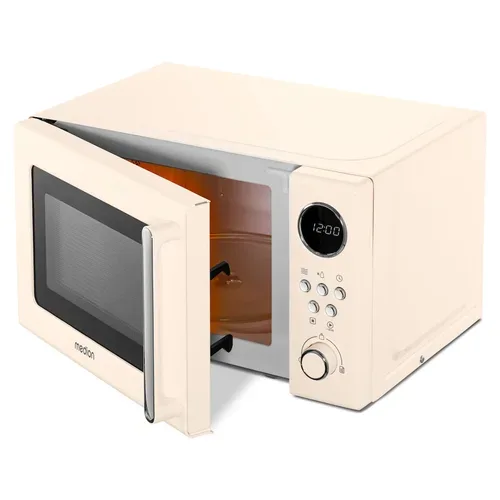 Medion, MEDION LIFE® Retro-Mikrowelle MD 15000, 800 W Leistung, 20 L kompakt, 5 Mikrowellenstufen, Auftaufunktion, Timerfunktion, stilvolles Retro-Design