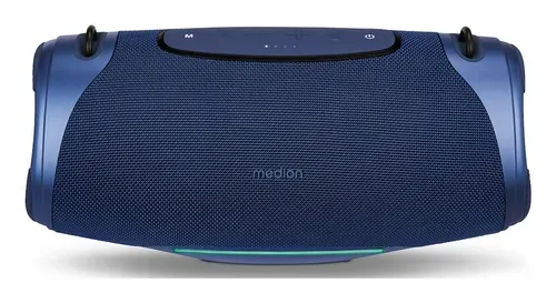 Medion, MEDION LIFE P61762 Tragbarer Bluetooth® Lautsprecher L blau, Dual Illuminated & Lightstrip (RGB-Lichteffekte), Bluetooth® 5.3, integrierter Akku mit bis zu 47 Stunden Laufzeit, robustes & mobiles Design, 2 x 25 W RMS