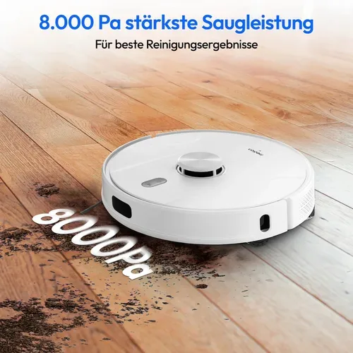 Medion, MEDION Saugroboter X41 SW, Wischfunktion, Lasernavigation, starke 8.000 Pa Saugkraft, No Go & Go Bereiche, präzise Kartenerstellung, mehrere Etagen