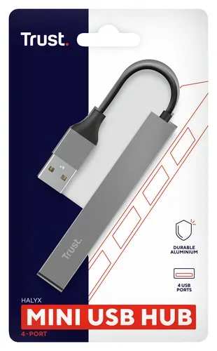 Trust, Trust Halyx Aluminium 4-Port Mini USB Hub - Hub