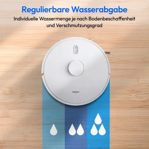 Medion, MEDION Saugroboter X41 SW, Wischfunktion, Lasernavigation, starke 8.000 Pa Saugkraft, No Go & Go Bereiche, präzise Kartenerstellung, mehrere Etagen