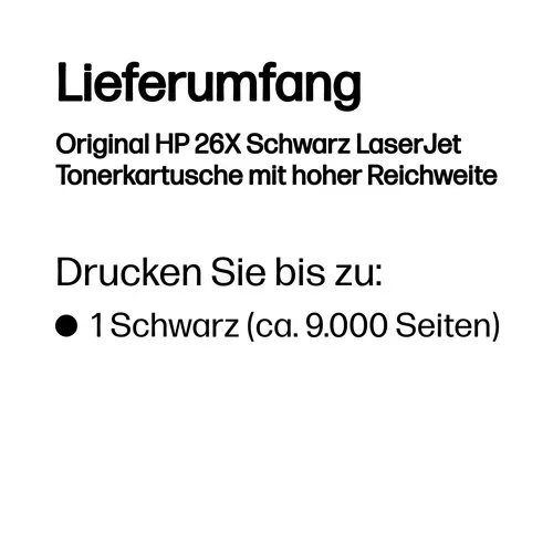 HP, HP H26X Toner XL bk - HP No. 26X, CF226X für z.B. HP LaserJet Pro M 402 d, HP LaserJet Pro M 402 dn, HP LaserJet Pro M 402 dw