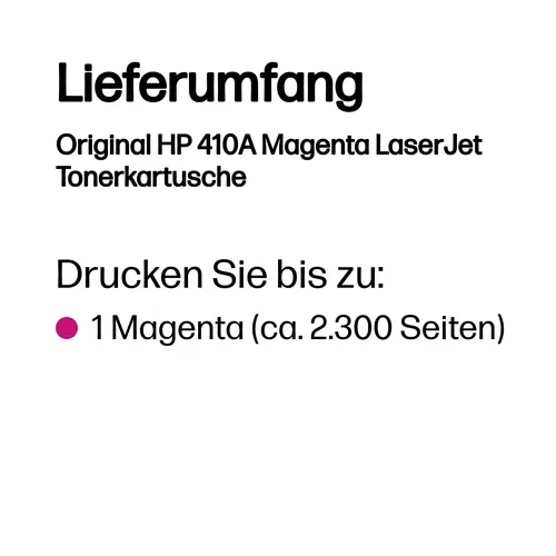 HP, HP H410AM Toner ma - HP No. 410A M, CF413A für z.B. HP Color LaserJet Pro MFP M 477 fnw, HP Color LaserJet Pro MFP M 377 dw