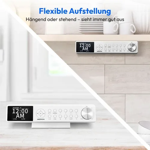 Medion, MEDION LIFE P66750 DAB+ Premium Küchenradio weiß, 6,1 cm (2,4'') TFT-Farbdisplay, DAB+/PLL-UKW Radio, Bluetooth® 5.0, LED-Beleuchtung, 2 x 3 W RMS