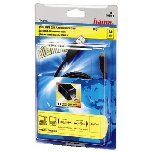 Hama, Hama -  Kabel USB A-USB Mini B8 Schwarz 1,8 m, One Size