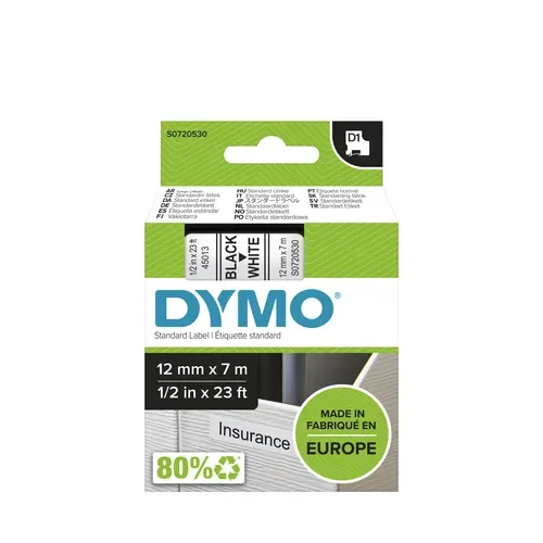 DYMO, DYMO Schriftband D1 schwarz/weiss S0720530 12mm/7m