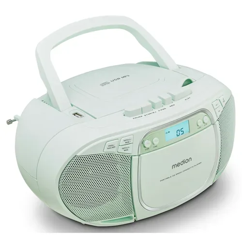 Medion, MEDION LIFE E66476 Tragbare CD-Boombox, CD-Player, Kassettendeck, FM-Radio, USB-MP3-Wiedergabe, 30 Senderspeicher, Batteriebetrieb