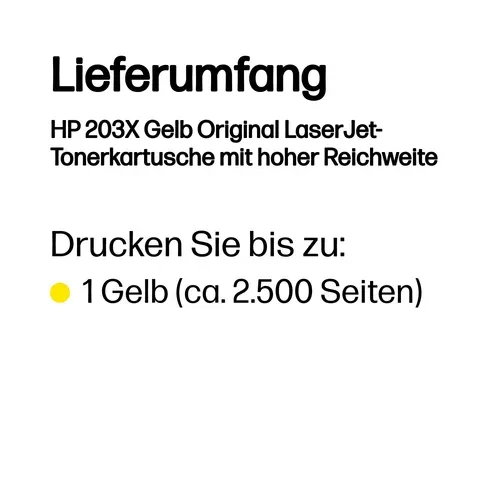 HP, HP H203XY Toner XL yellow - HP No. 203X Y, CF542X für z.B. HP Color LaserJet Pro MFP M 281 fdw, HP Color LaserJet Pro M 254 dnw